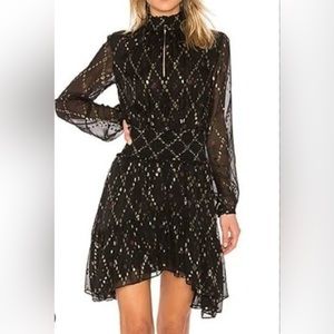 A.L.C. Tula split-neck metallic silk dress